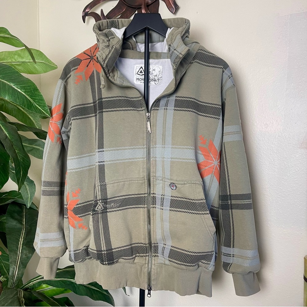 Monument Men's Plaid Bomber Jacket - Gray and Orange